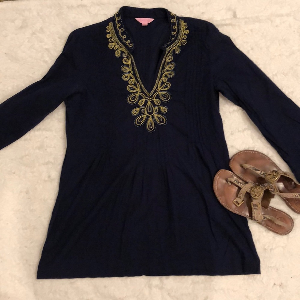😍 Lilly Pulitzer navy blue beaded tunic 😍